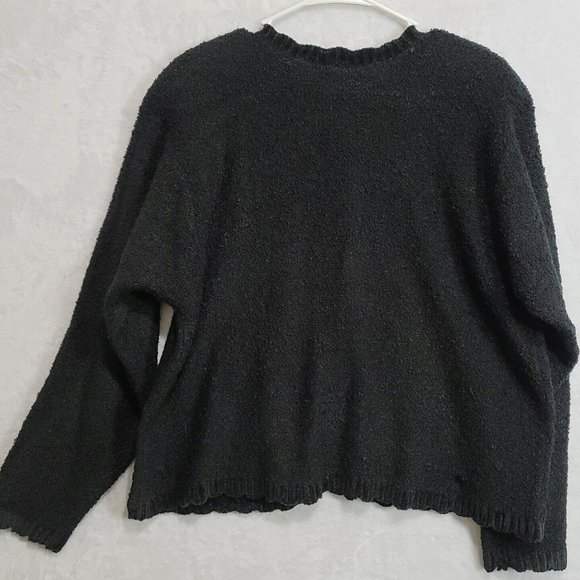 Vintage Russ Women's Button Front Sweater Cardigan Floral Pearls Black Size Lg - Picture 9 of 14